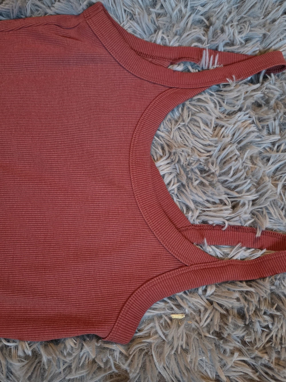 Rust Ribbed Tank Top - Women's Sleeveless Crop